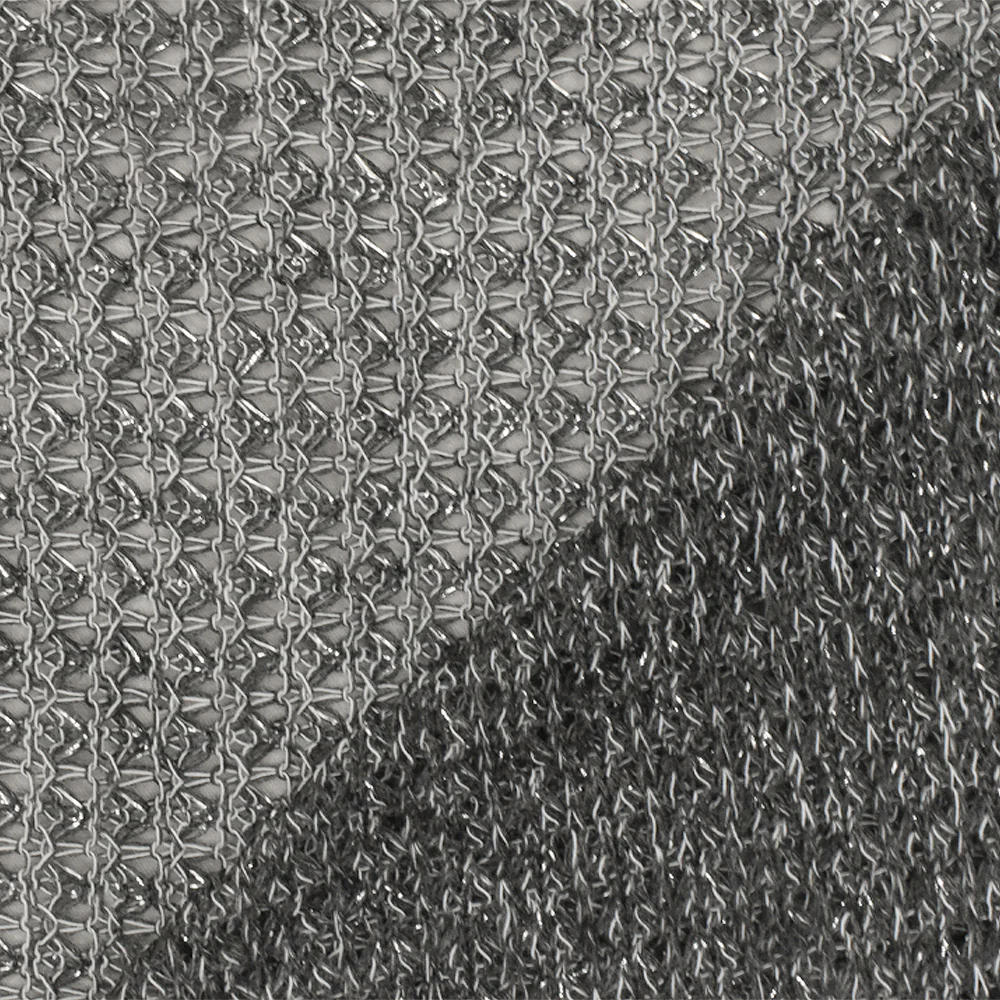 1 1/4 YD PC-Dark Gray-Silver-White Texture Rayon Metallic Knit Fabric - Image 3
