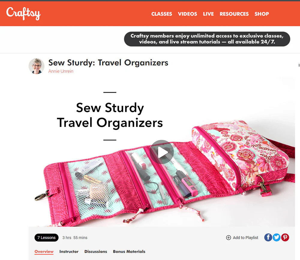 Hanging Cosmetics Bundle - for Craftsy Class Sew Sturdy Travel Organizers - Image 3