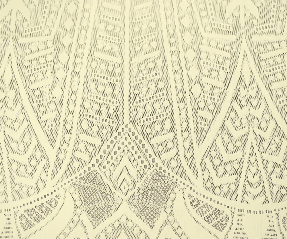 Ivory Nylon Spandex Blend Fancy Geometric Lace-Like Crochet Knit Fabric - Image 3