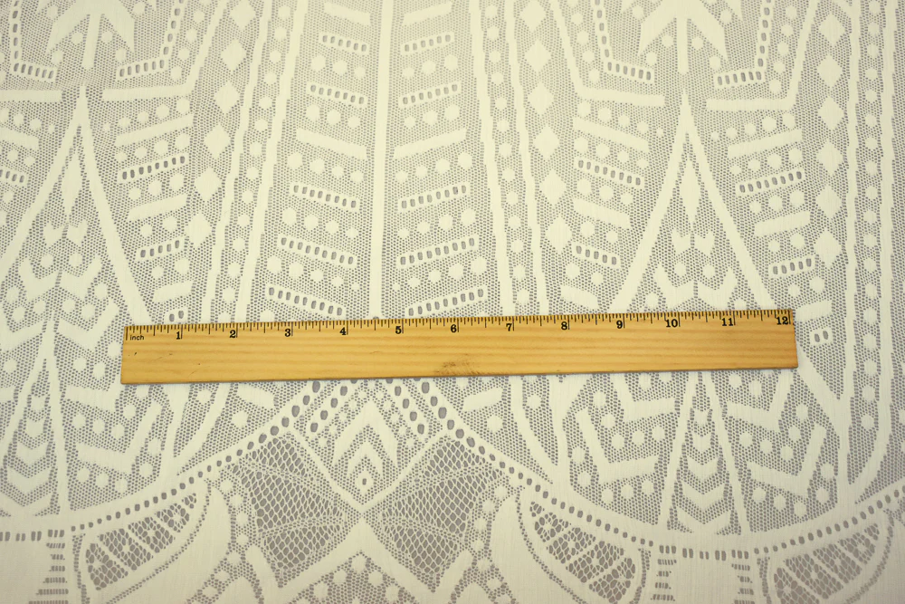 Ivory Nylon Spandex Blend Fancy Geometric Lace-Like Crochet Knit Fabric - Image 4