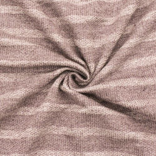 Mauve Purple/Cream Striped French Terry Stretch Knit  Fabric - Image 3