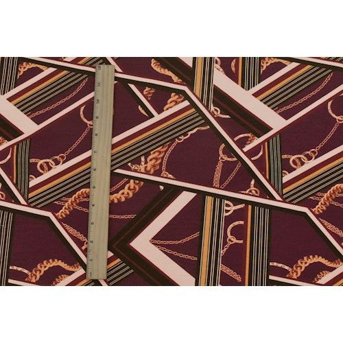 Red/Multi Famous Make Chain Print Stretch Yoga Wear  Fabric - Image 3