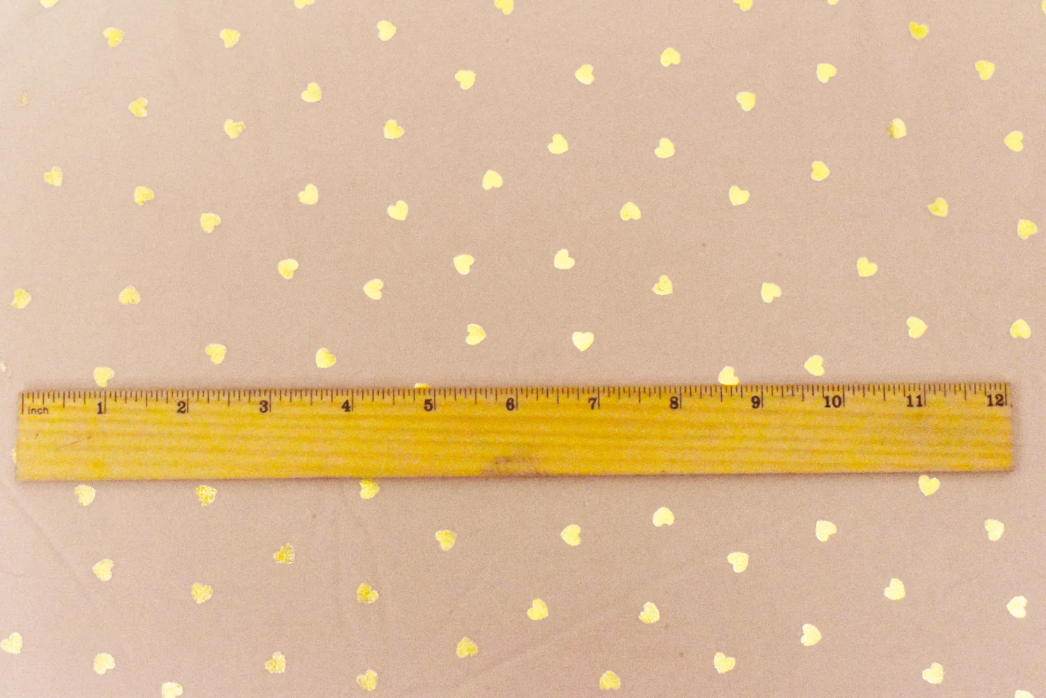 Soft Peach-Gold Heart Foil Printed Poly Chiffon Woven Fabric - Image 4